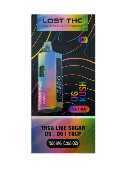 OG Kush Lost THC D9+D6+THCP+THCA Live Sugar Rechargeable Disposable 7500MG