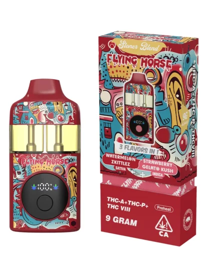 Watermelon Zkittlez | Strawberry Gelato Kush Flying Horse Stoner Blend 3in1 Disposable 9G