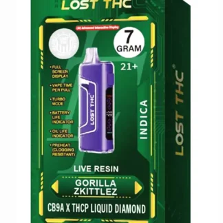 Gorilla Zkittlez Lost THC Live Resin CB9A x THCP Liquid Diamond Disposable 7G